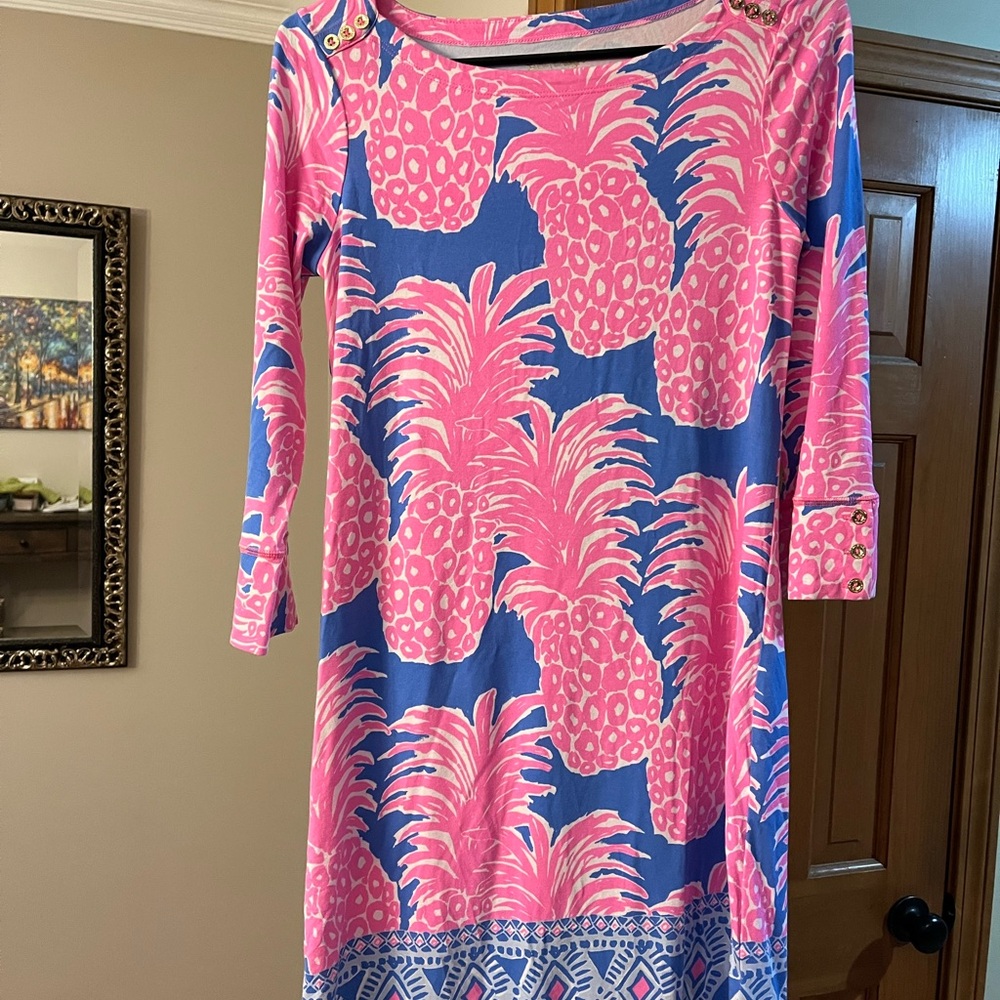 Lilly Pulitzer Vibrant Pink and Blue Pineapple Dress
